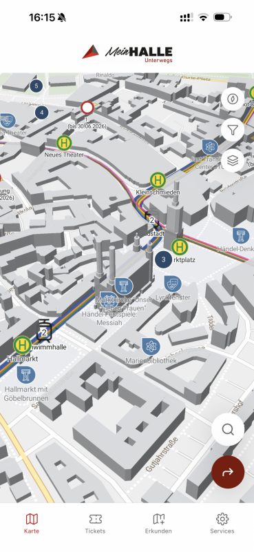 Mein Halle unterwegs App